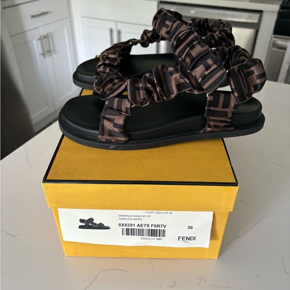 Fendi Ruched Logo Sporty Sandals - Picture 7 of 9